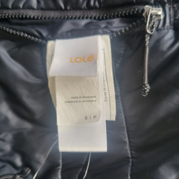 LOLË reversible woman quilted bomber jacket with hood navy champagne size S - Picture 6 of 6